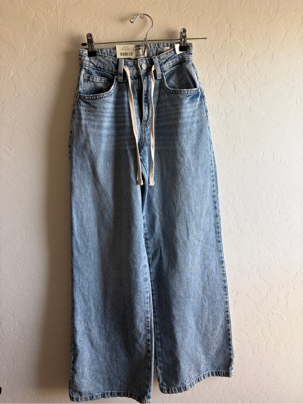 Cotton On Light Blue Wide-Leg Jeans with Drawstring